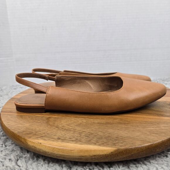 Madewell Womens 7 Margot Slingback Tan Leather Casual Daily Slip On Flats - Picture 3 of 11